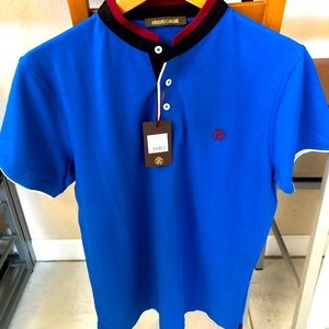 Brand New Roberto Cavalli Half Polo Shirt (Large)